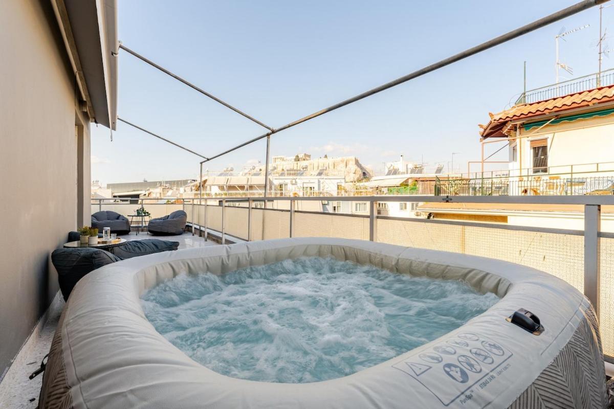 Lovely Apt W/Heated Jacuzzi &Full Acropolis View Athen Exterior foto